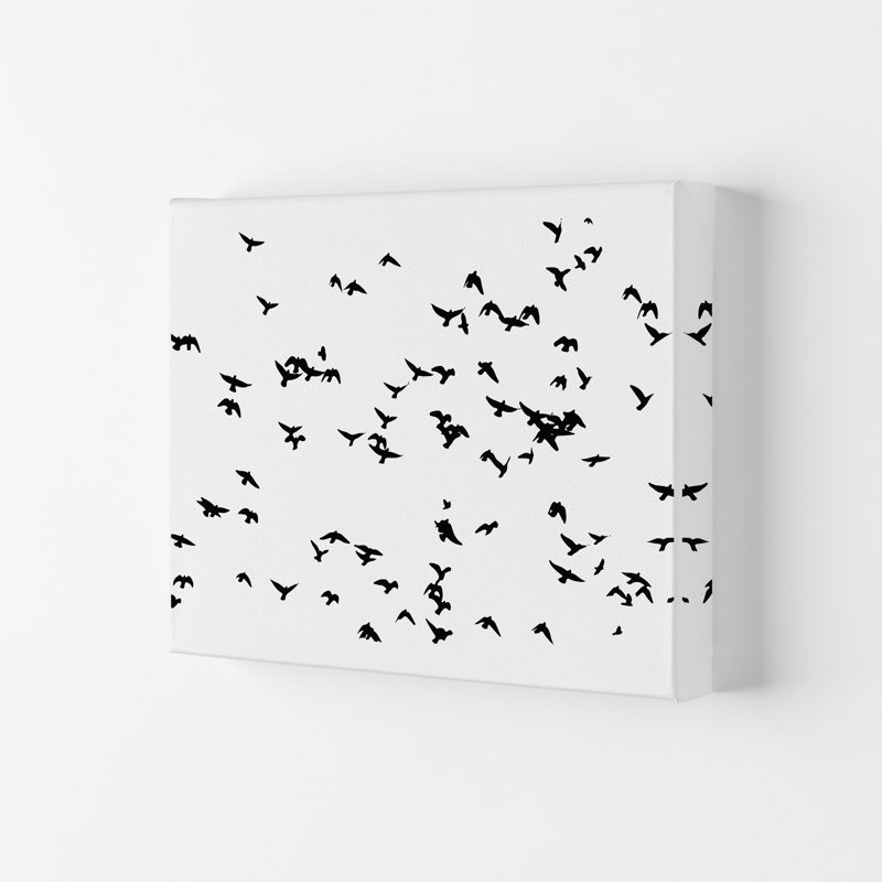 Flock Of Birds Landscape by Pixy Paper - Print, 21cm H x 29.7cm W x 4cm D, Wrapped Canvas