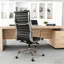 Chaise de bureau en cuir véritable avec structure et base en aluminium, chaise de salle de conférence pivotante-843969344