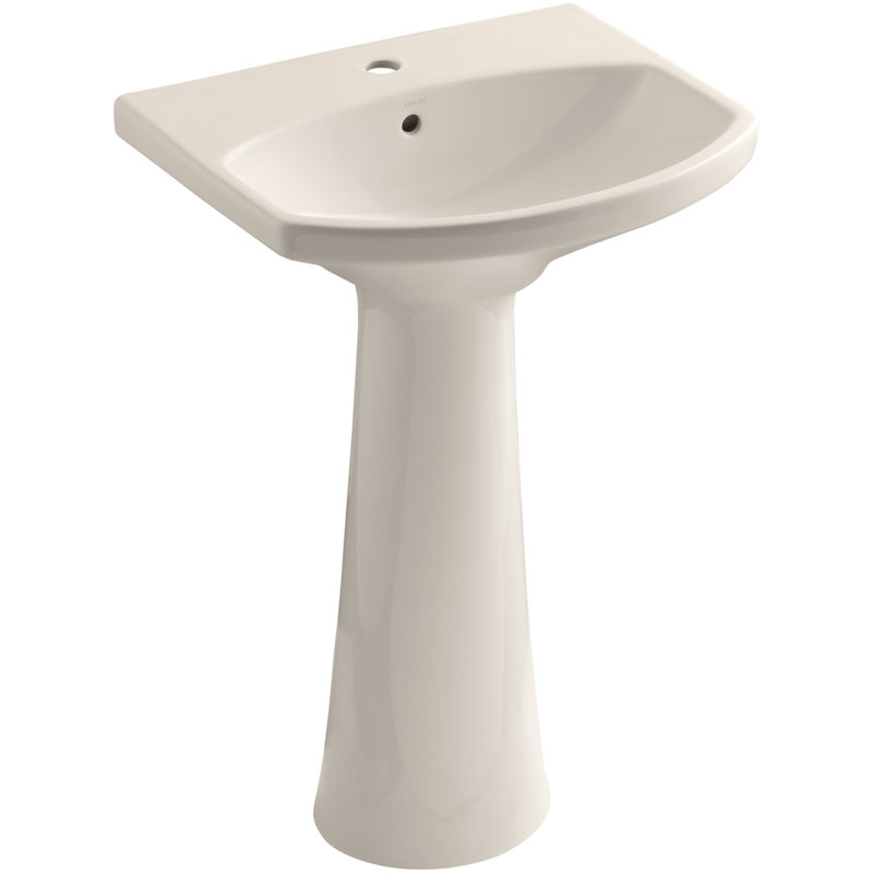 Cimarron 26.81" Vitreous China U-Shape Pedestal Bathroom Sink with Overflow, Innocent Blush, Single