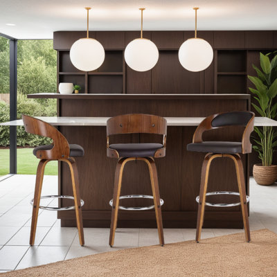 Tabouret pivotant à hauteur de comptoir ou de bar Shelly au fini bois - ensemble 