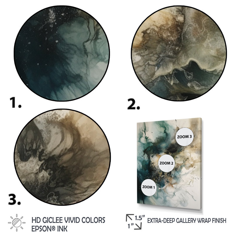 «Green Green Inner Worlds of Marble II» sur impression sur toile, H 32 po x l 24 po x P 1 po, Cadre flottant noir