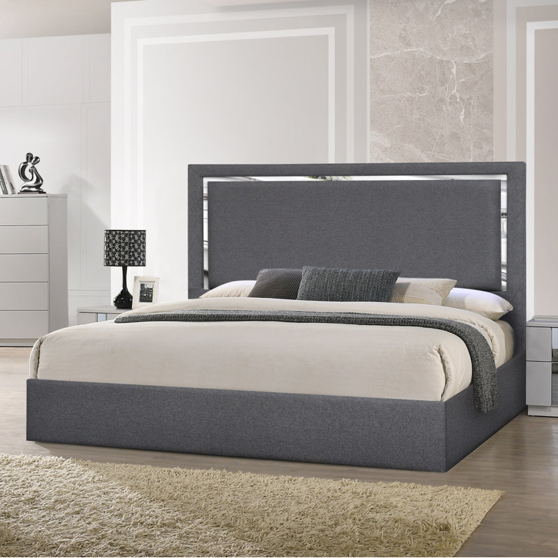 Dilver Upholstered Platform Bed, Queen, Charcoal