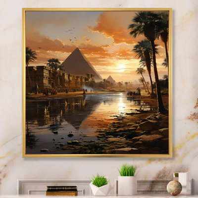 " Egypt Sunrise over the Puramid I " Mixed Media and Color Photography Print