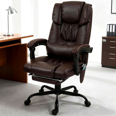 High Back Reclining Office Chair, Massage Office Chair, With 6 Vibrating Points, Footrest And Remote