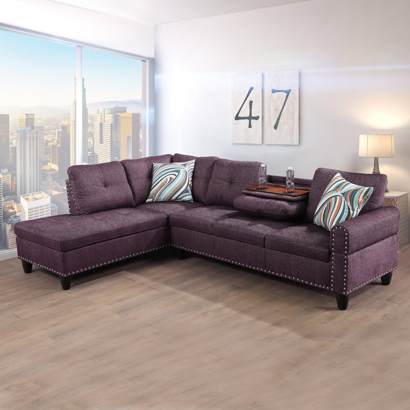 Ahniah Upholstered L-Shaped Sectional Left Hand Facing, Amaranth