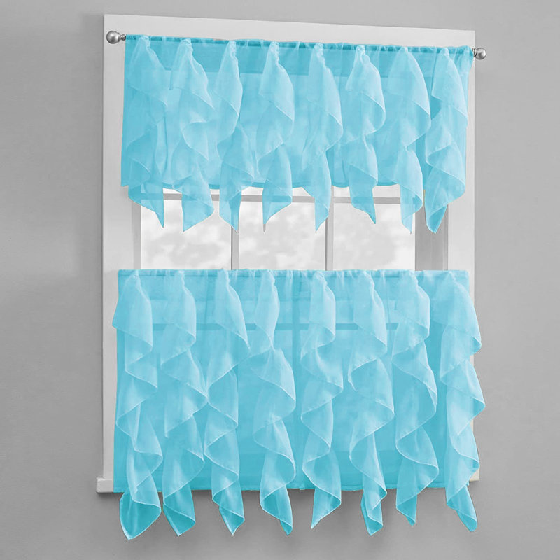 Rideau de cuisine géométrique l 24 po, Bleu