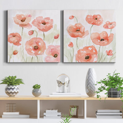 " Spring Poppies I " 2 - Pieces