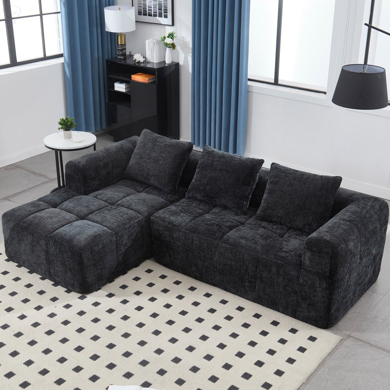 Modular Sectional Sofa, Modern Modular L-Shaped Sofa With Chaise Longue, Equipped With Small Side Pockets And Free Of Compression During Installation.