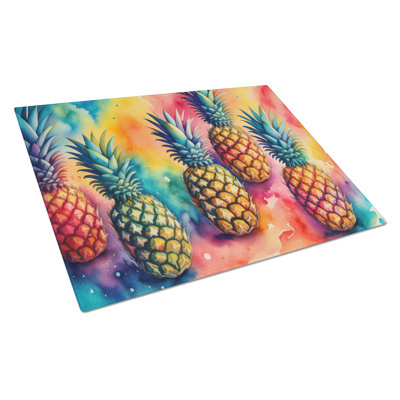 Colorful Pineapples Glass Cutting Board Large