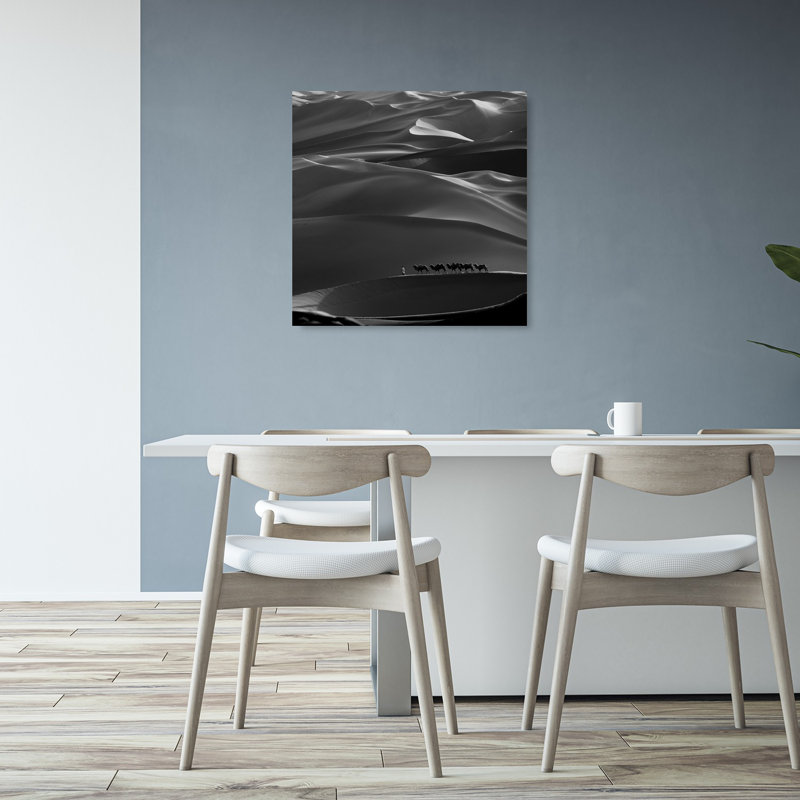 " Desert Caravan Silhouette Abstract Serene Tranquil Landscape Nature Wall Art Print " Print, H 32 po x l 32 po