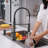 Stainless Steel Single Handle Pull Down Touchless Kitchen Faucet With Soap Dispensor-106753282