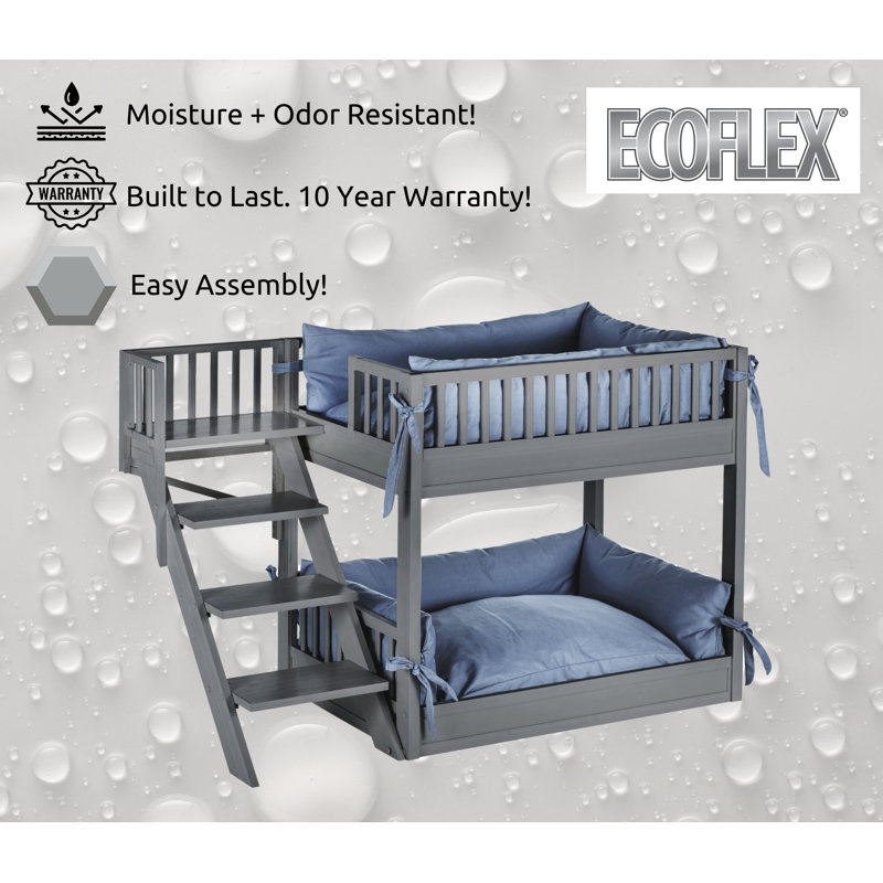 Grey ECOFLEX Orthopedic Elevated Dog Bunk Bed with Stairs