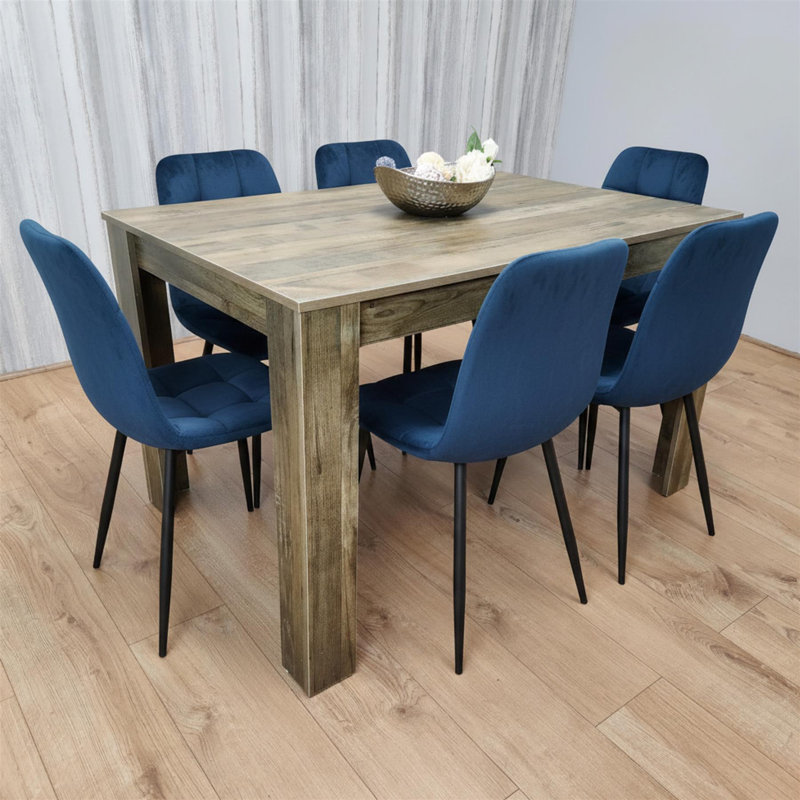 6 - Person Dining Set, 75cm H x 117cm W x 77cm D, Blue