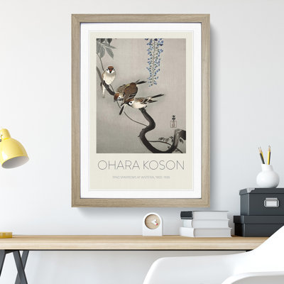 Sparrows at Wisteria 1 Piece Single Picture Frame Wall Art
