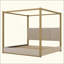 Lit plateforme à baldaquin avec tête de lit et structure en métal Upholstery-123985626