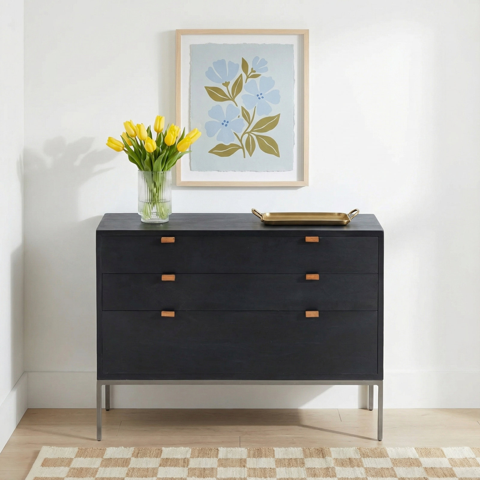 Ehme 3 - Drawer Nightstand, Black Wash Poplar