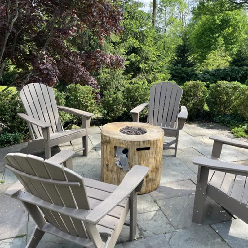 All-Weather  Poly/Resin Adirondack Chair (Set Of  4), Weathered Wood