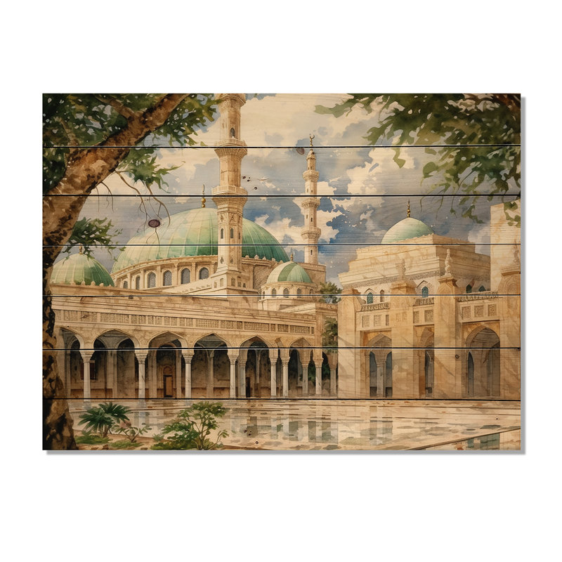 Mosquée religieuse The I, une impression sur bois, H 10 po x l 20 po x P 0,78 po