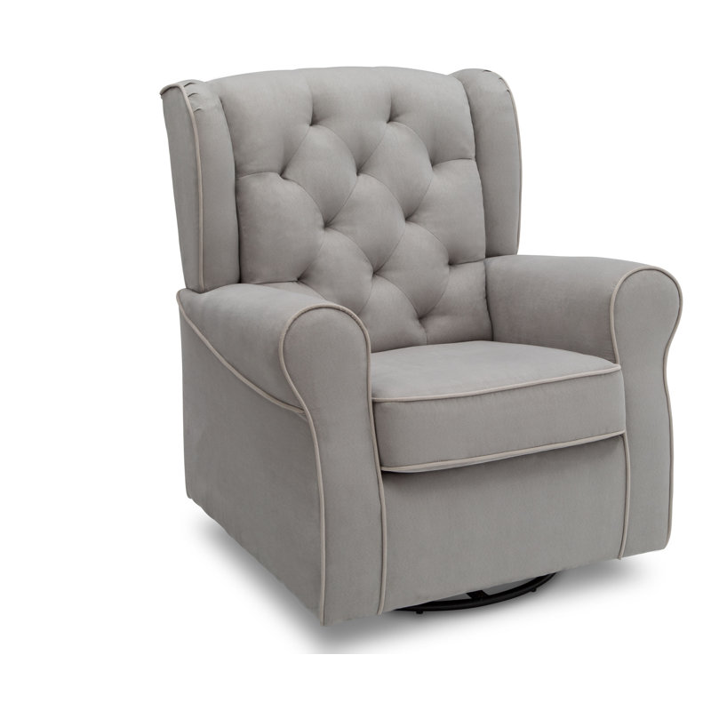 Dove Gray Microfiber Nursery Swivel Glider Chair