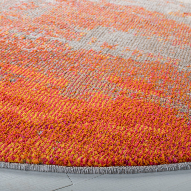 Tapis bleu clair / vert Etta, Tapis de couloir 2 pi 2 po x 12 pi, Orange/Grey