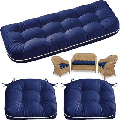 Coussins de mobilier de patio en osier, coussins de causeuse et de chaise résistants à l'eau, bleu Oxford