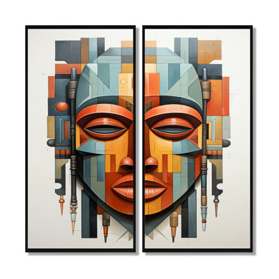 Masque tribal africain Kente - ensemble de 2 reproductions d'art sur toile, "Tribal africain"