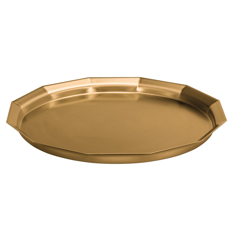 Twelve Sided Stainless Steel Tray, 1.75" H x 16" W x 16" D, Gold