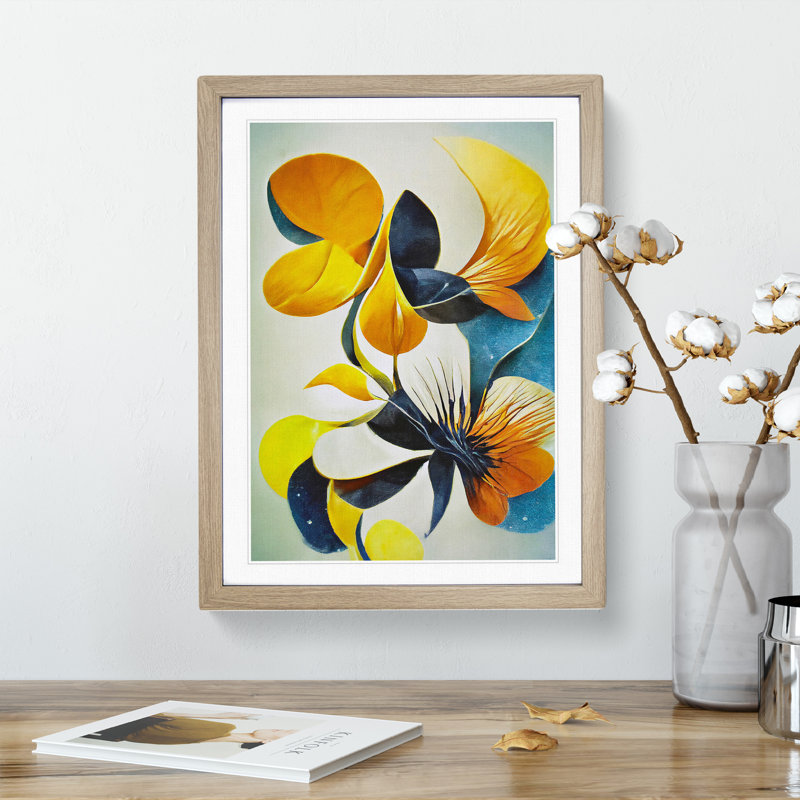 Beautiful Abstract Flowers No.3 - Framed Print, 34cm H x 25cm W x 2cm D, Oak Framed