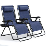 Nestl Zero Gravity Reclining Outdoor Patio Chairs with Pillows & Cup Holder Trays