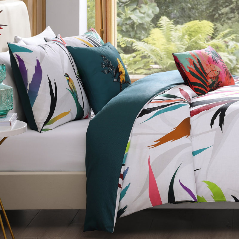 Ensemble d'édredon réversible 100% satin de coton 5 pièces Bebejan, Édredon de grand lit + 4 pièces additionnelles