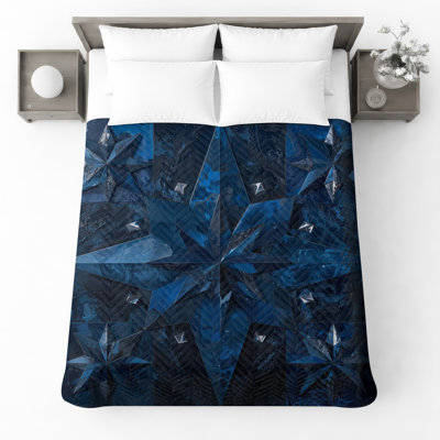 Couvre-lit matelassé à motif géométrique bleu toutes tailles