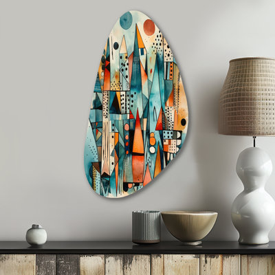 Munawar Joyful Geometric I - Landscapes Unique Shape Metal Wall Art, Modern Freeform Metal Art Print