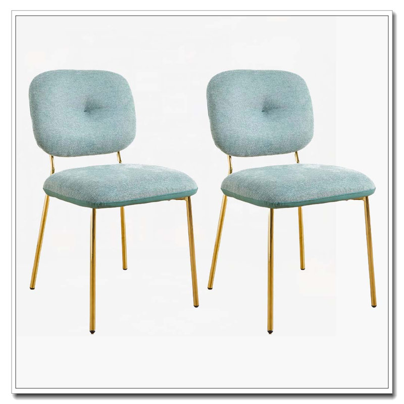 Chaises de salle à manger rembourrées, Doré, Vert
