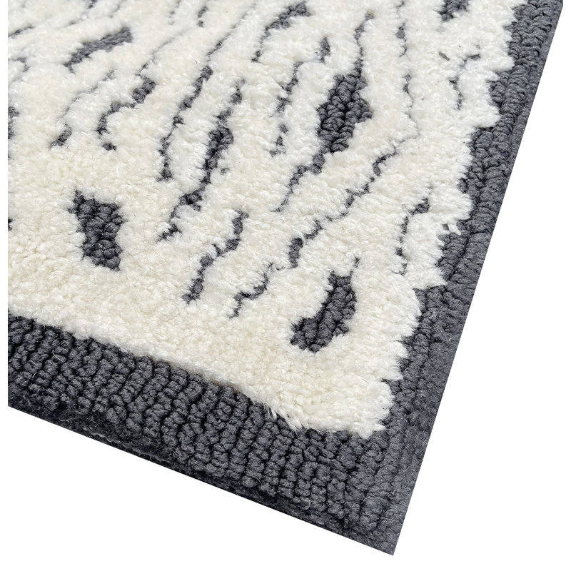 Grey Ivory Tribal Boho Farmhouse Soft Pile Boho Minimal Large Area Rug, Rectangle 9' x 12'