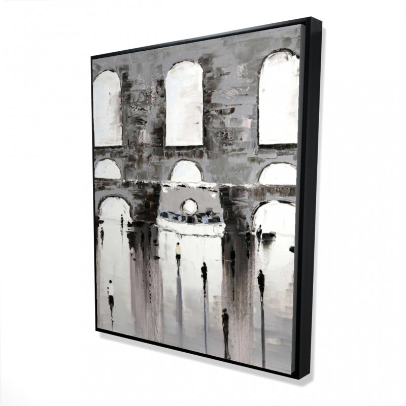 Reproduction sur toile grise avec des passants