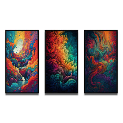 «Rainbow Colored Waves», 3 pièces sur toile