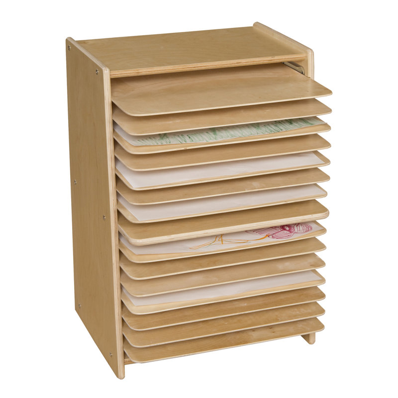Natural Plywood Mobile Drying and Storage Rack with 15 Shelves