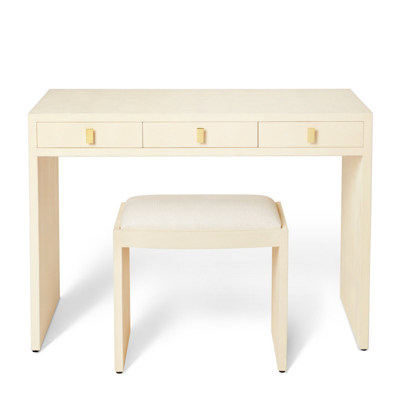 Shagreen Vanity Table and Stool Set