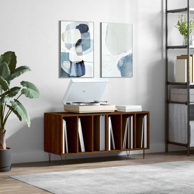 Armoire à disques vidaXL, bois d'ingénierie, fer moyen moderne