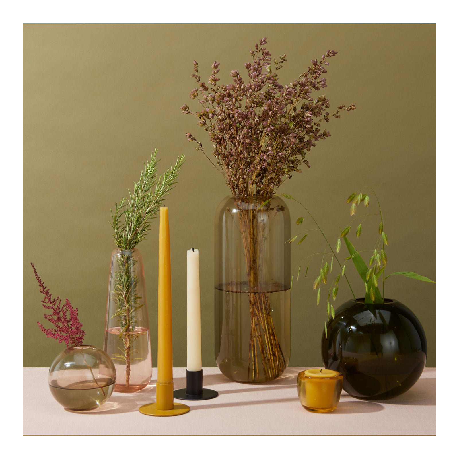 Essential 1.5'' H Stainless Steel Tabletop Candlestick, Mustard