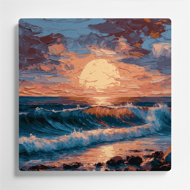«Coastal Coastal Sunset Colors», art mural en métal mauve, H 12 po x l 12 po