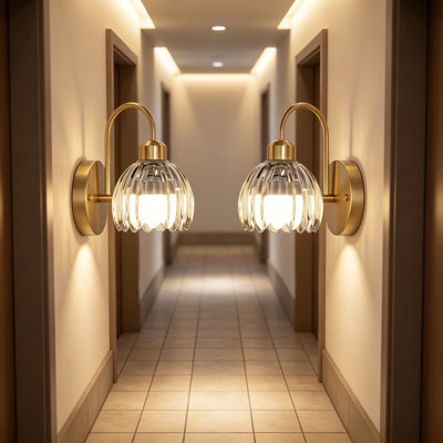 Cordless Wall Sconce Set of 2, Rechargeable Battery Operated Tulip Glass Shades, Retro Flower Gold Wall Lights with Remote Control, Dimmable RGB Wall Mounted Lamps for Bedroom Living Room Bathroom