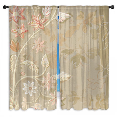 Floral Window Curtains  Nature Sheer & Room Darkening - 2 Panels
