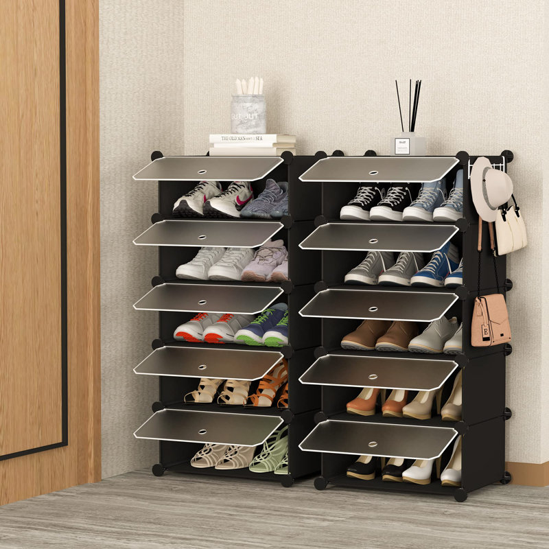 10 Pair Shoe Storage Cabinet, Black