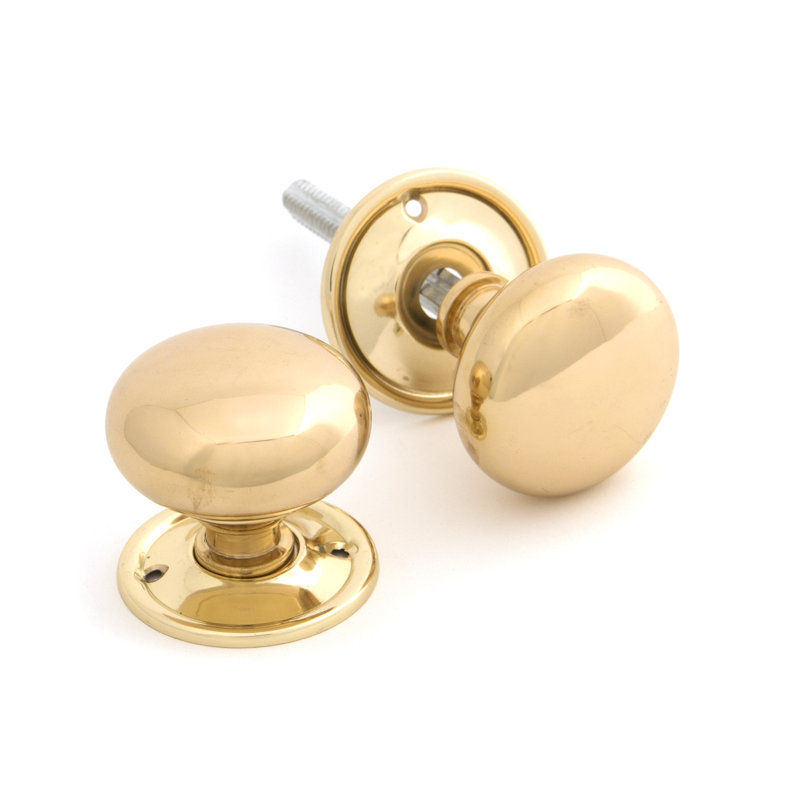 Polished Brass Mushroom Mortice/Rim Knob Set of 12