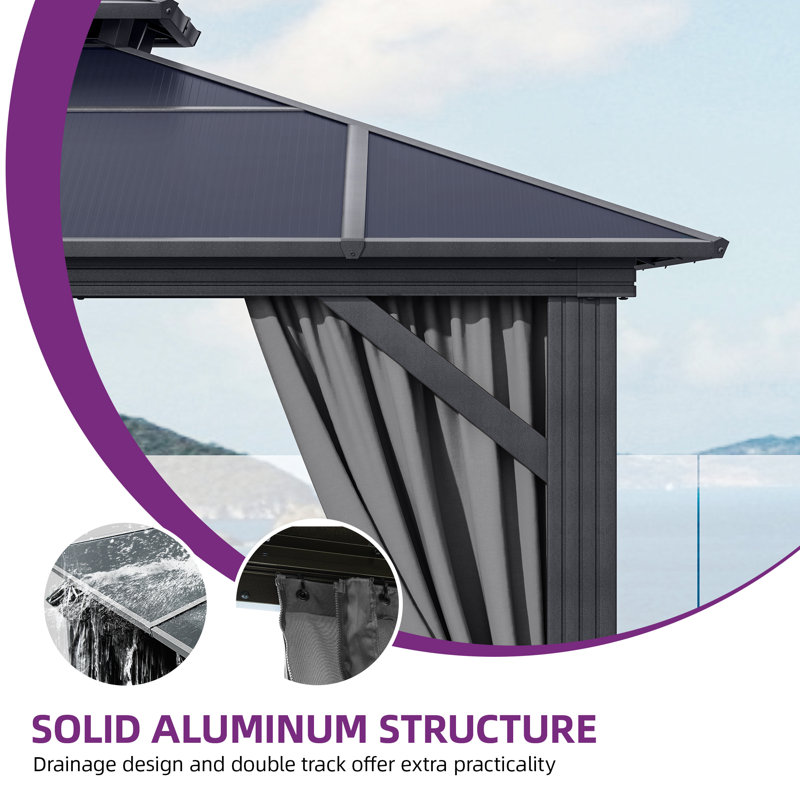 Double Roof with Aluminum Frame Patio Gazebo, 8.7' H x 10' W x 10' D