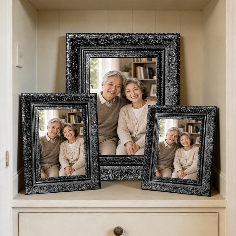 Cadre photo mural 3 pièces 5 "x 7" noir pour décor de manteau de cheminée
