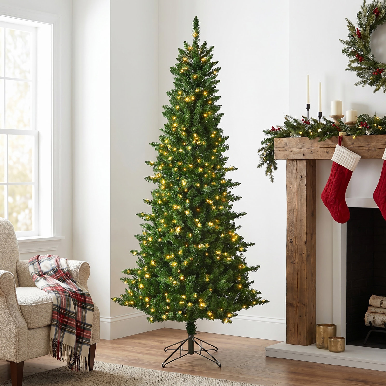 7.5'Dual 3Mm led Forest Fir Tree x1201T 44"D 650L