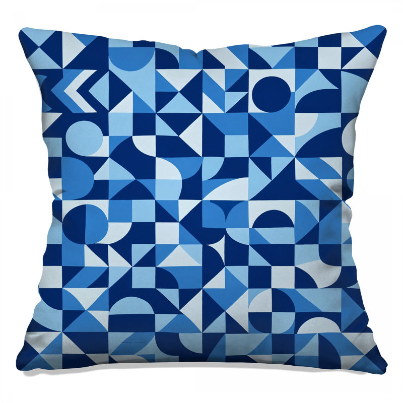 Coussins décoratifs à formes géométriques bleues, 16 x 16 pouces