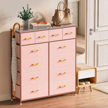 Ebern Designs Dresser for Bedroom 16 Drawers, Tall White Fabric Dresser  Organizer with Wood Top&Leather Front & Reviews